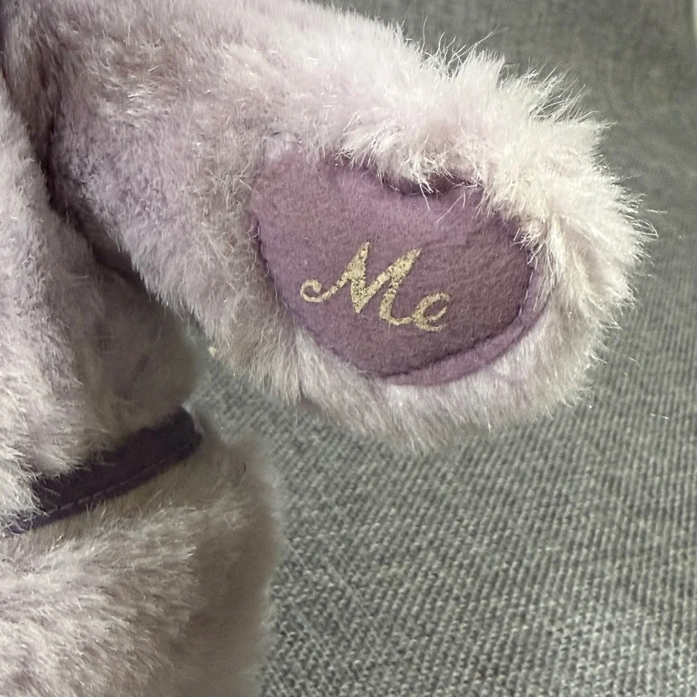 VTG 1984 Applause Lavender Purple Teddy Bear Stuffed Plush Who Loves You? Me 9